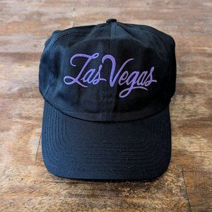 Vintage HEAD TO TOE Black Purple Hat Size Elastic Band Visor Ponytail LAS VEGAS